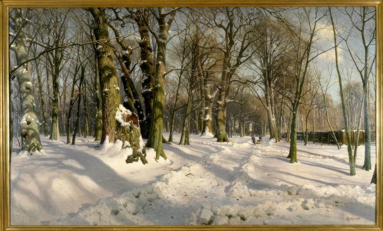 Snowy Winter Forest in Sunlight by Peder Monsted