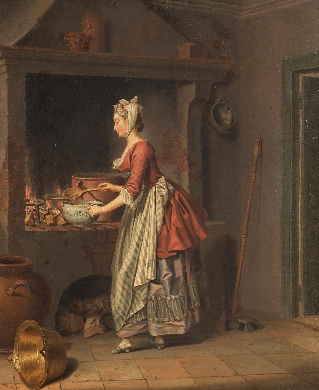 A Girl Pouring Soap from a Kettle into a Bowl by Pehr Hilleström