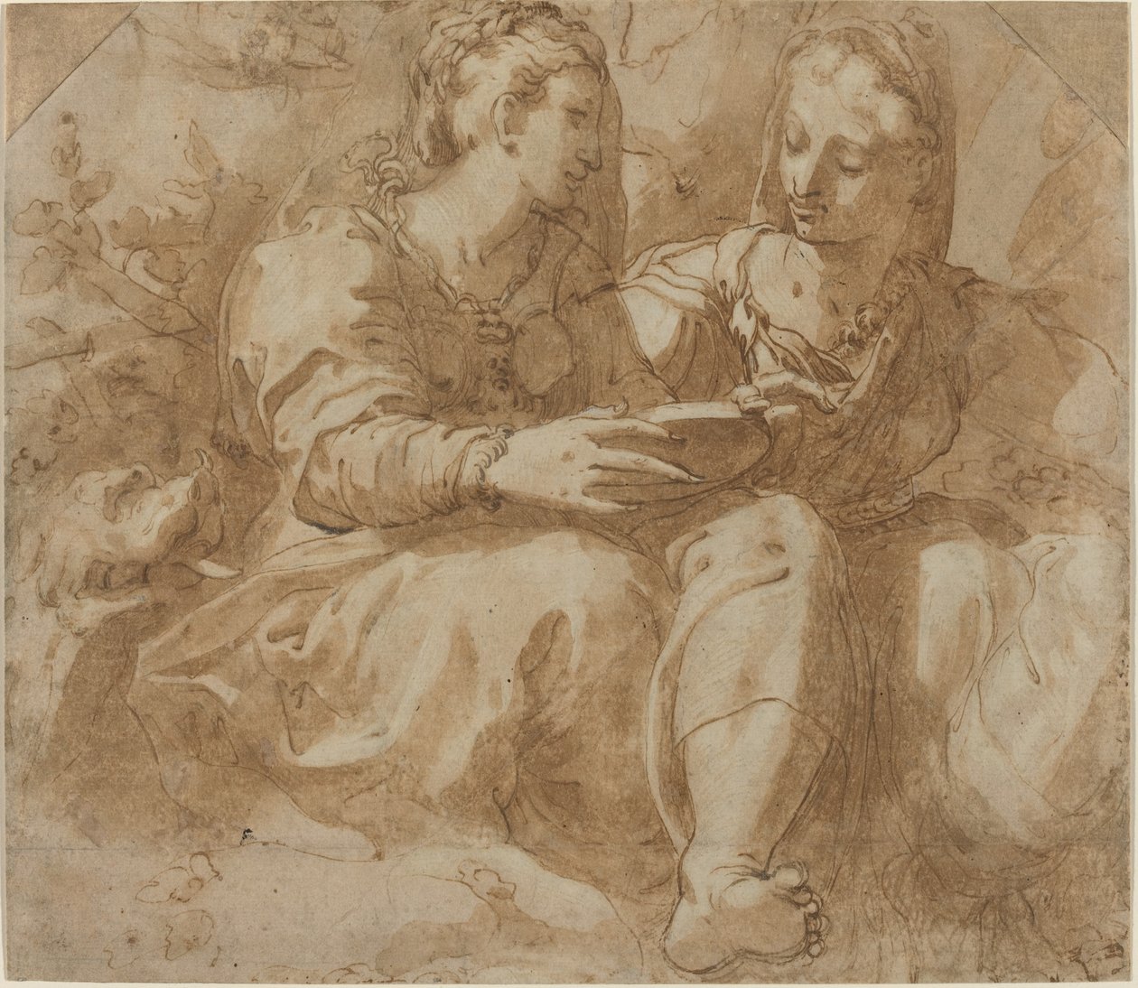 Two Seated Women by Pellegrino Tibaldi