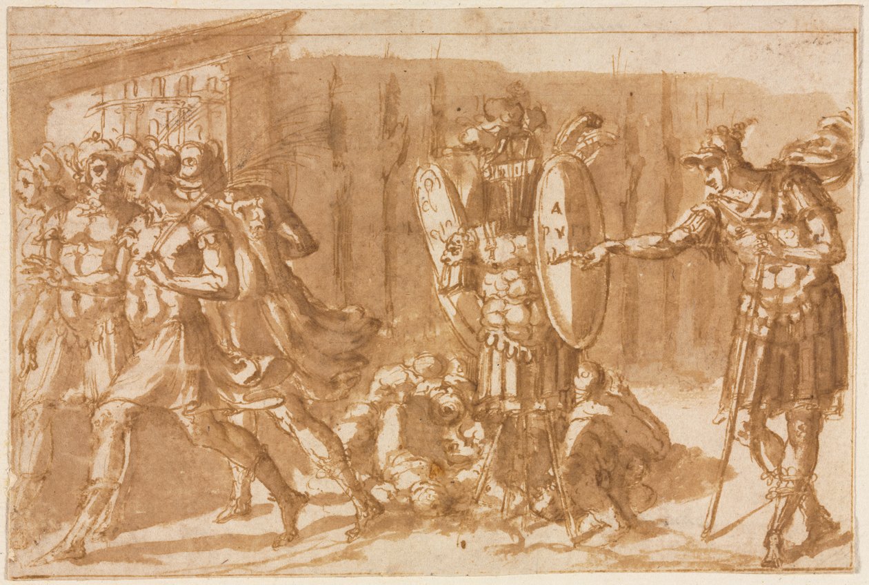 Victorious Soldiers with Trophy by Pellegrino Tibaldi