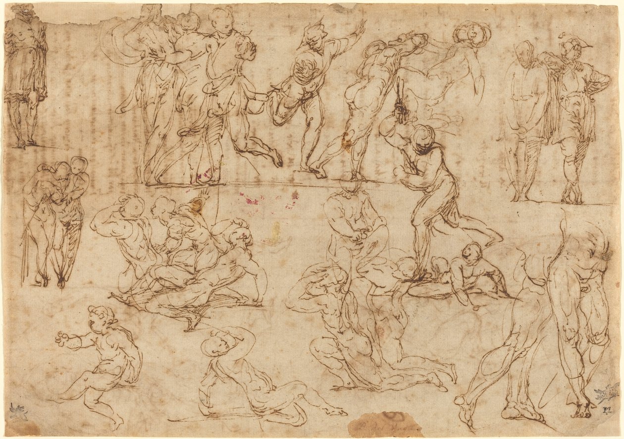 Figure Studies (recto) by Perino del Vaga