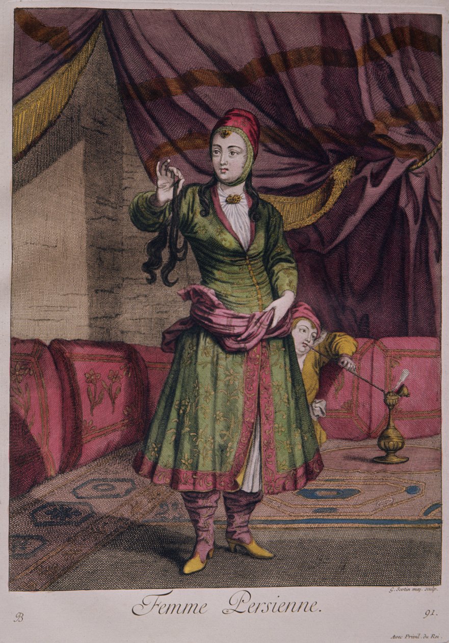Portrait of a lady from the Book of Designs by Persian School