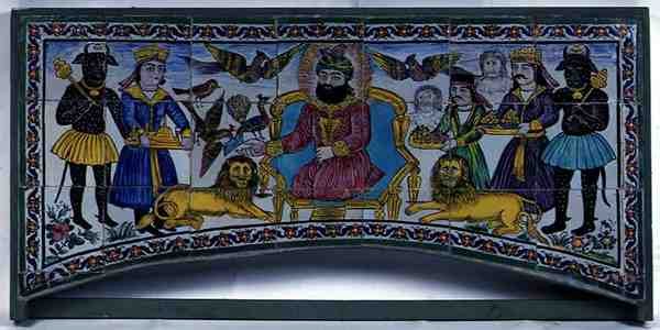 Qajar Cuerda Seca Panel, Shiraz by Persian School