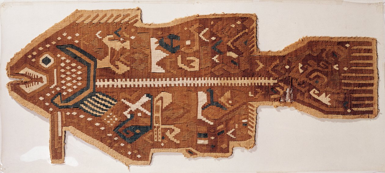 Wool Slit Tapestry of a Fish by Peruvian School