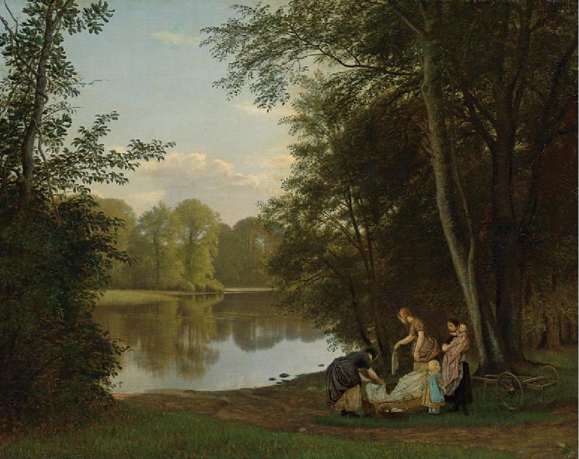 The Village Pond at Hellebaek by Peter Christian Skovgaard