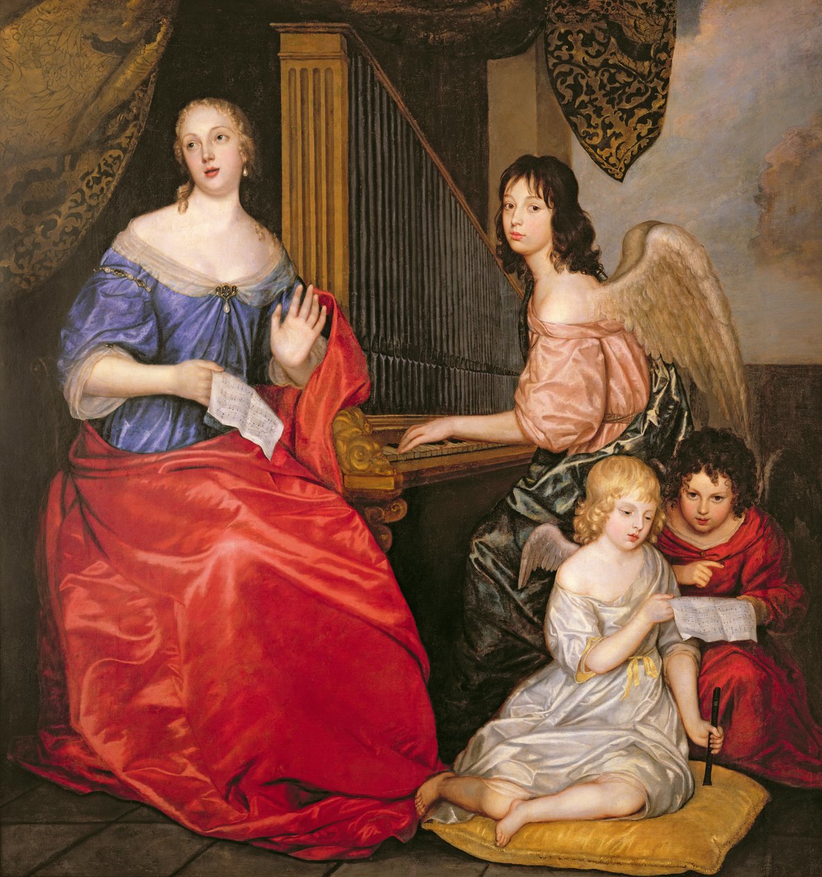 Francoise Louise Duchess of La Valliere with her Children as Angels by Peter Lely