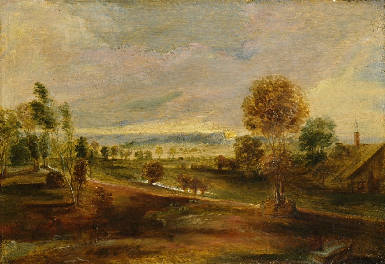 Landscape with Farm Buildings: Sunset by Peter Paul Rubens