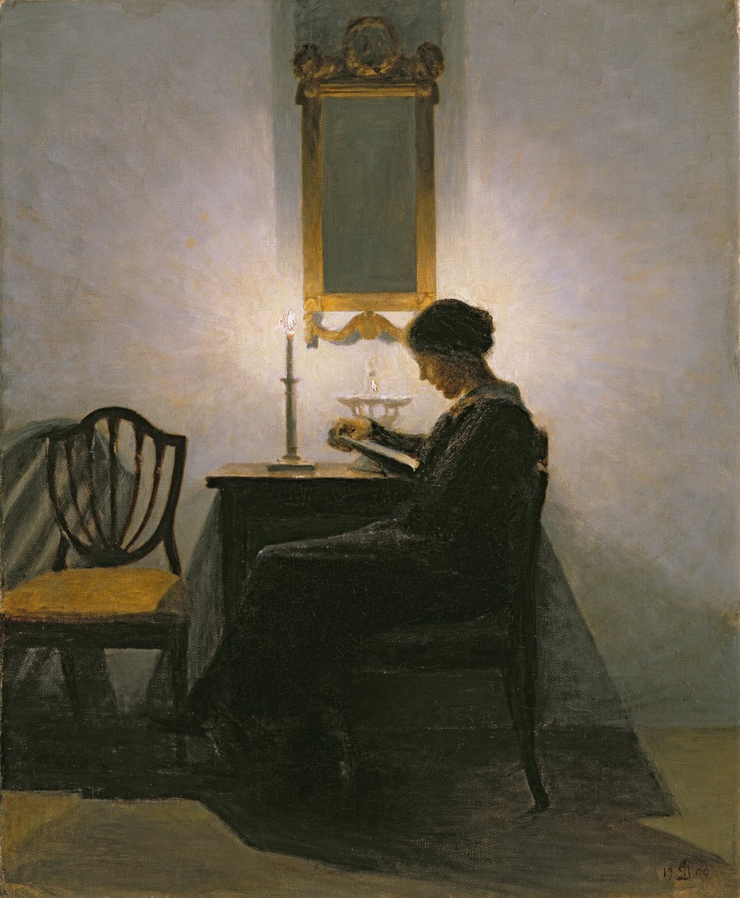 Woman reading by candlelight, 1908 by Peter Vilhelm Ilsted