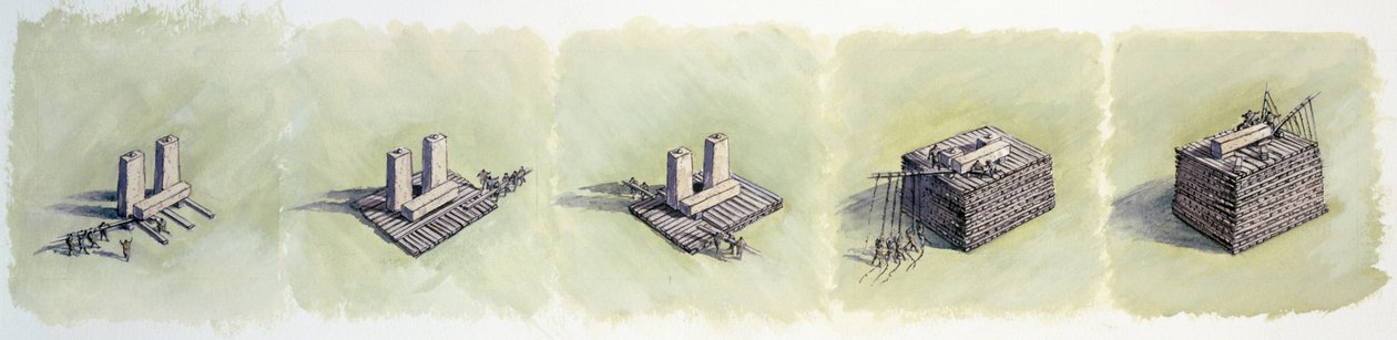 Raising a Lintel, Stonehenge by Peter Dunn