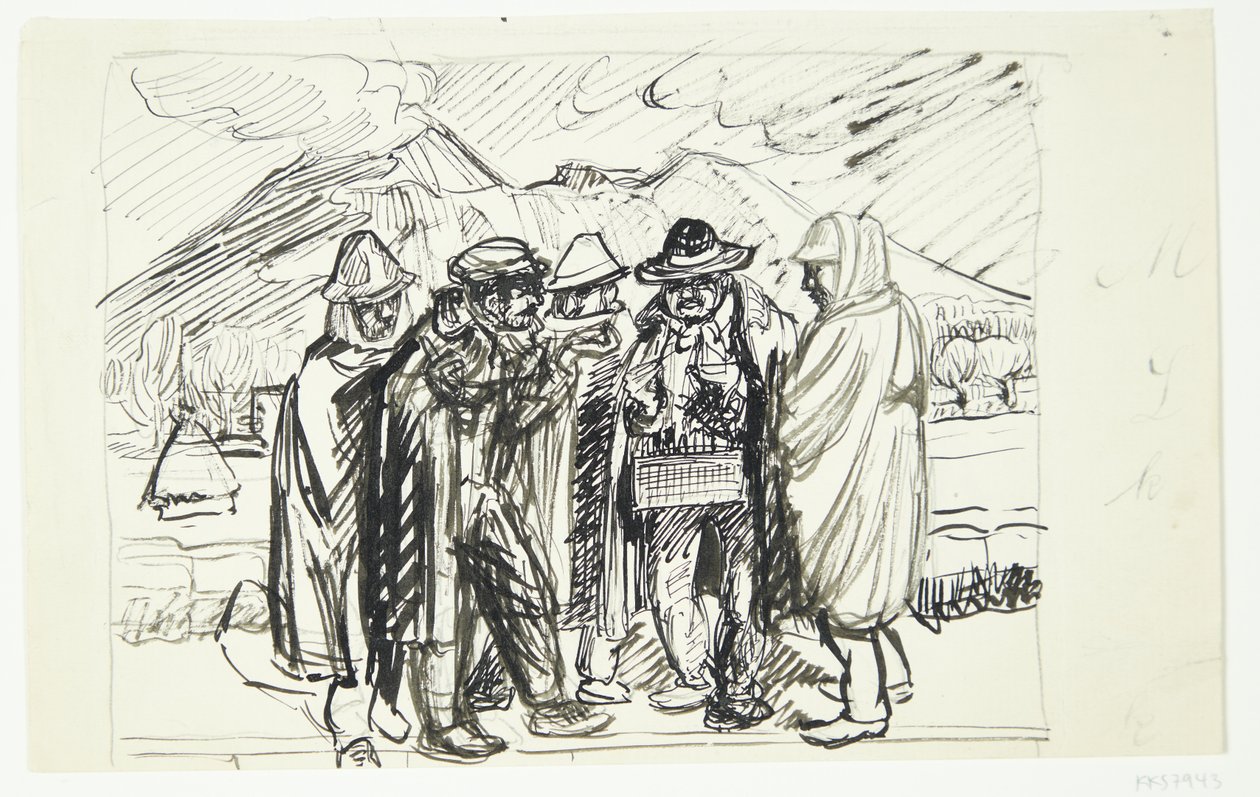 Italian Peasants Trading with a Peddler by Peter Hansen