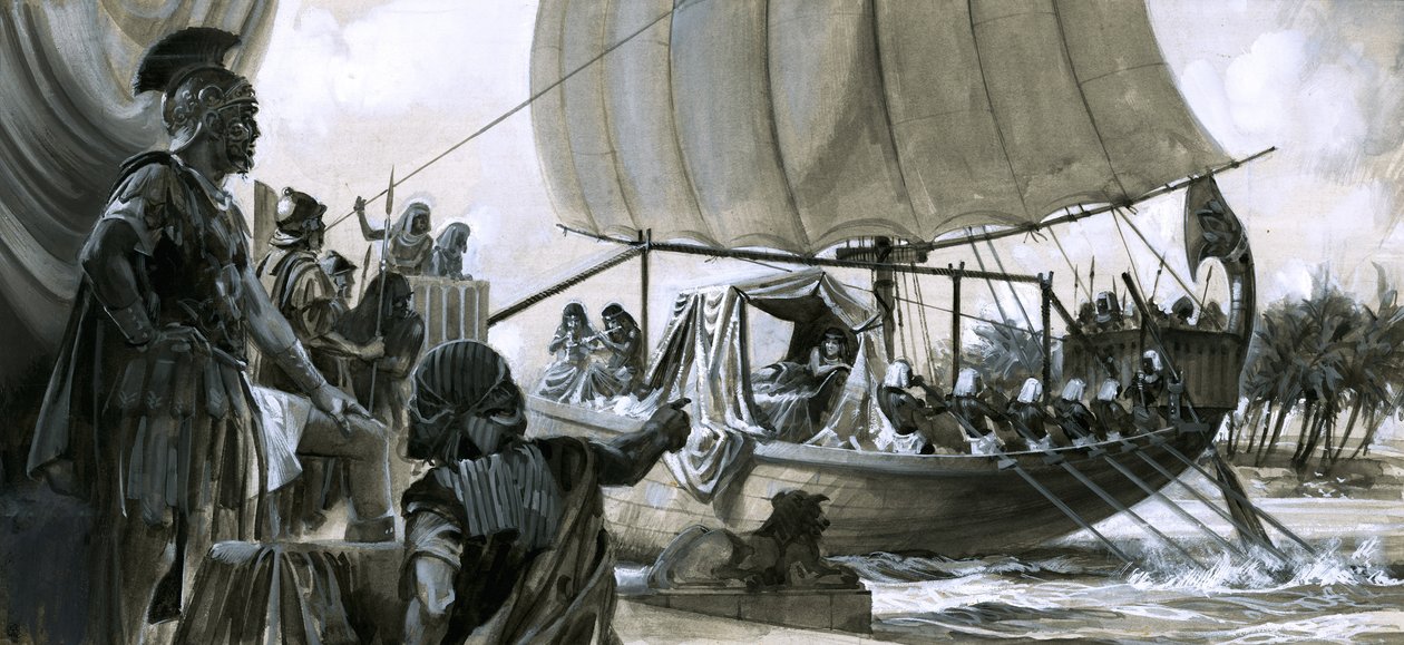 Cleopatra in her barge by Peter Jackson