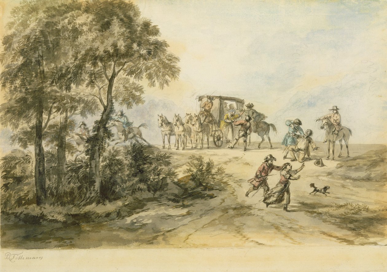 Coach and Highwayman by Peter Tillemans