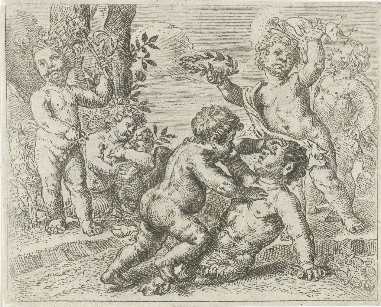 Fighting Putti (Struggle between Virtue and Vice) by Peter van Lint