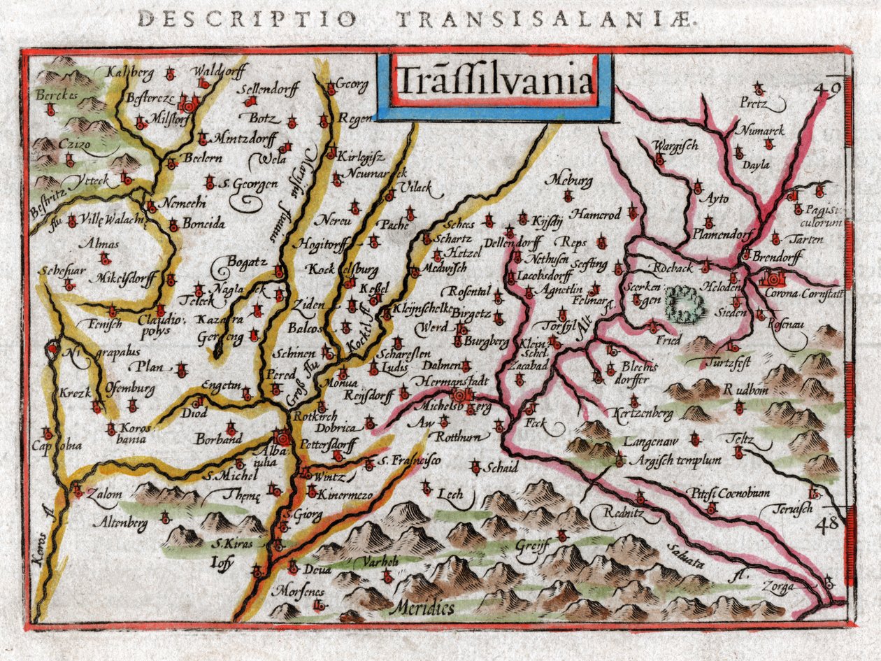 Map of Transylvania 1616 by Petrus Bertius