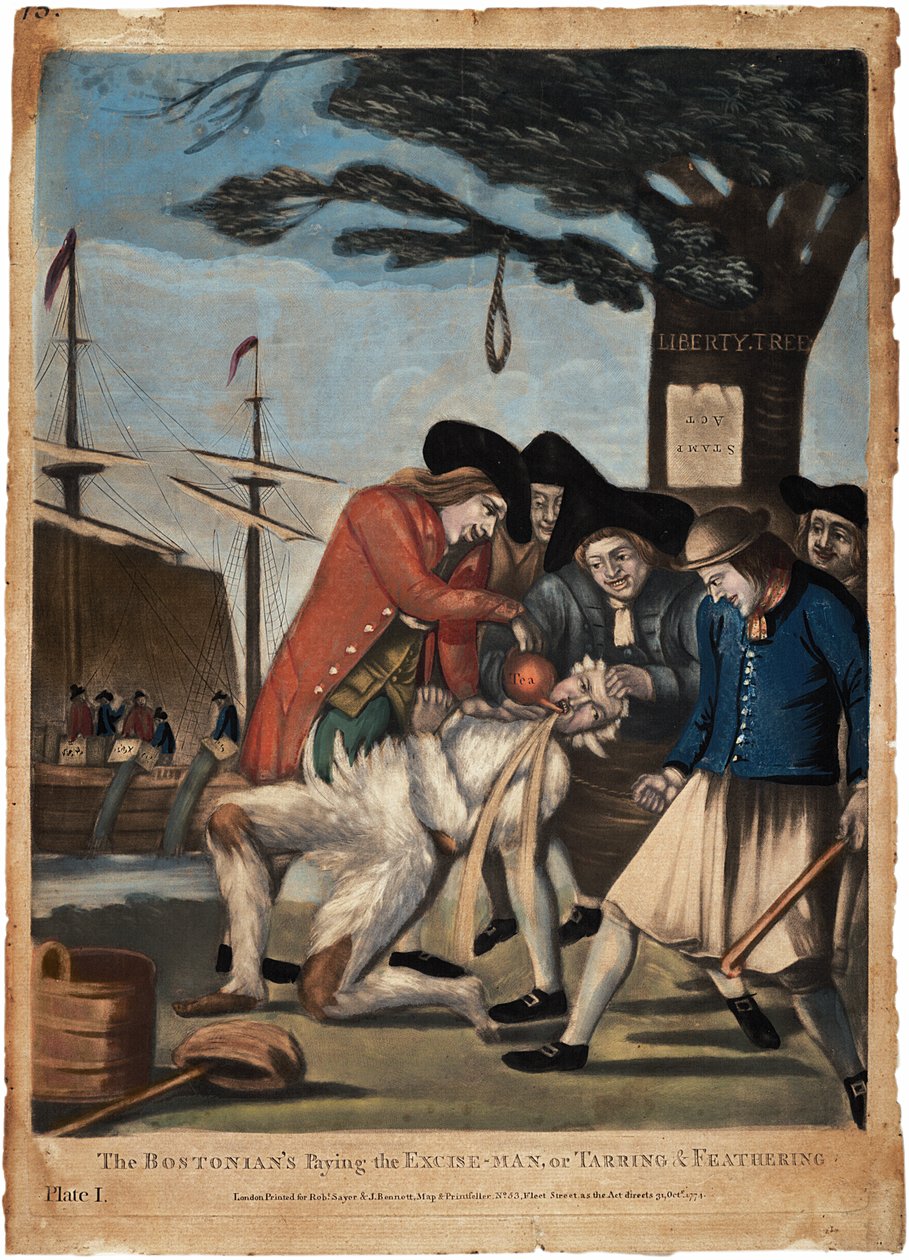 The Bostonians Paying the Excise-man, or Tarring and Feathering, 1774 by Philip Dawe