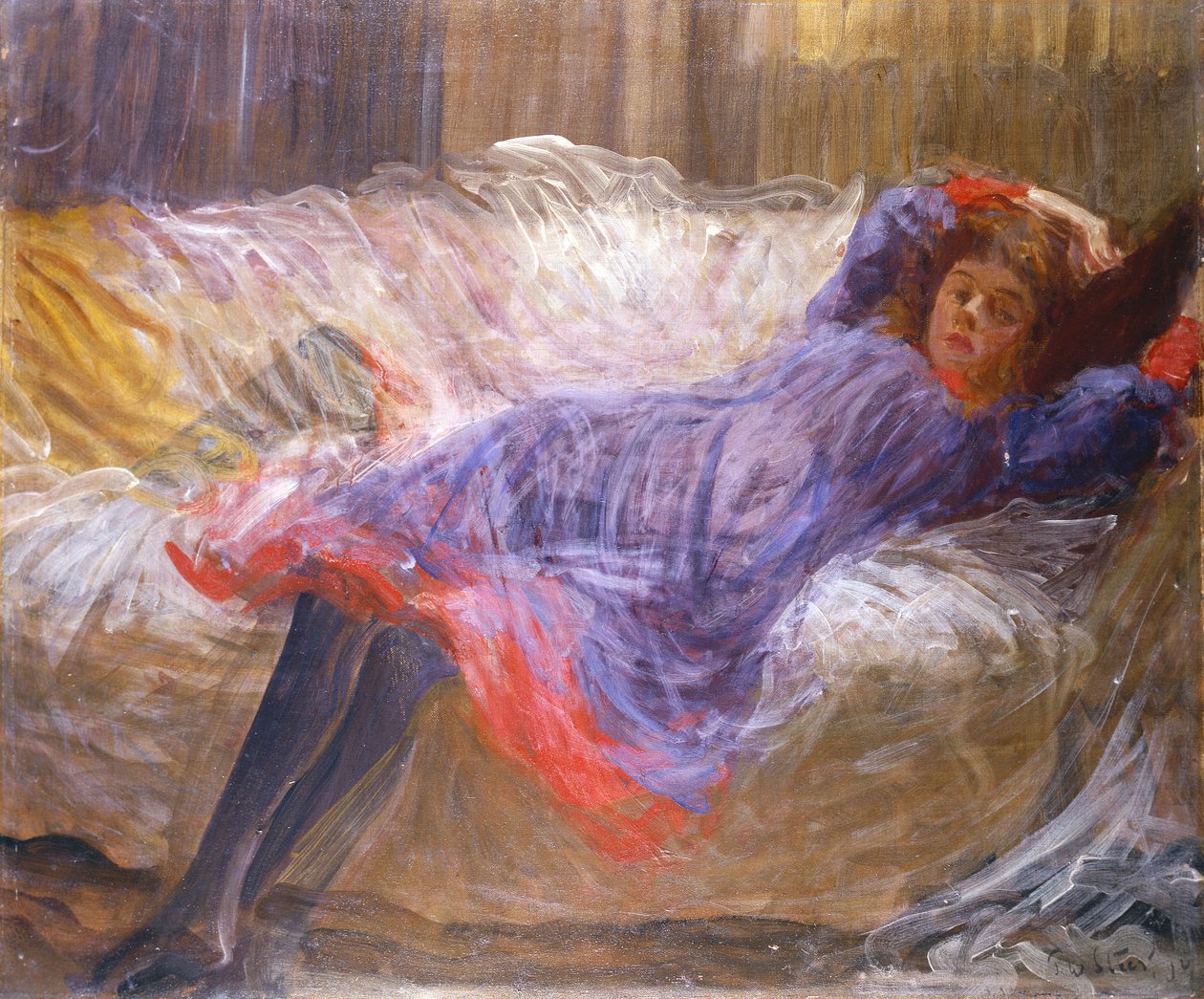 Girl Reclining on Sofa by Philip Wilson Steer