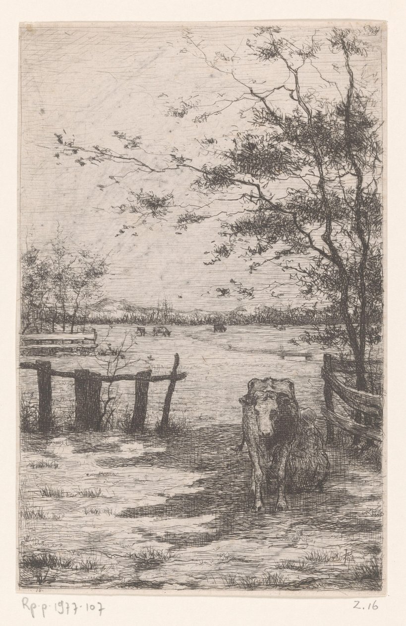 Cow Being Milked in a Meadow by Philip Zilcken