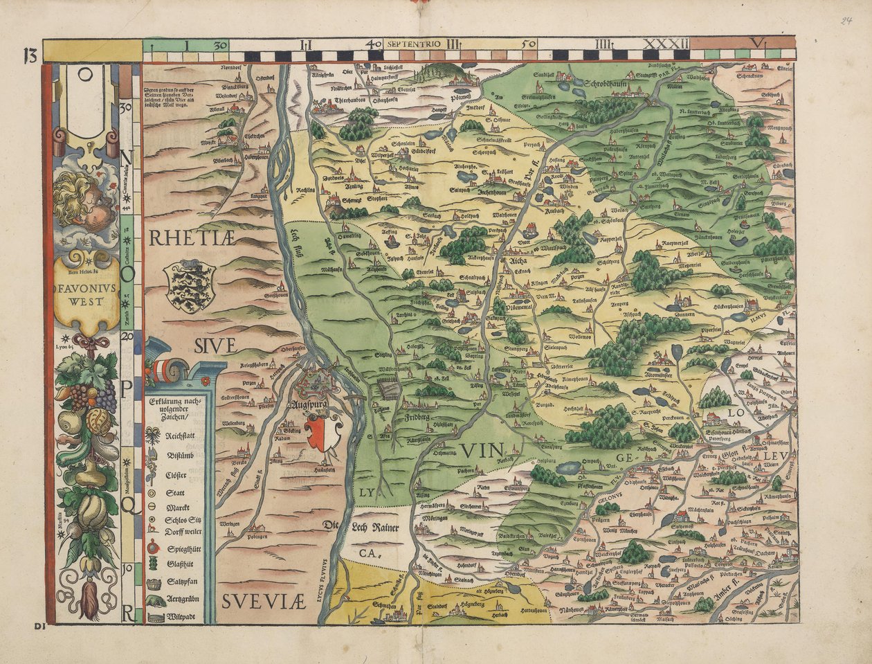 Bavarian Land Tables of 1568 (Table 13) by Philipp Apian