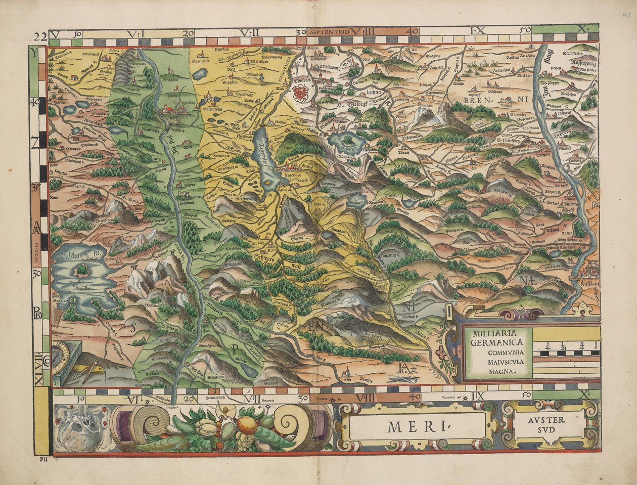 Bavarian Land Tables of 1568 (Table 22) by Philipp Apian