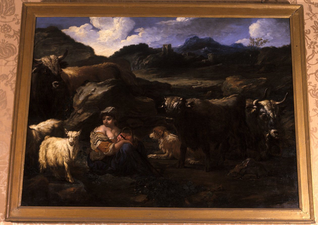 Shepherdess with Herd by Philipp Peter Roos