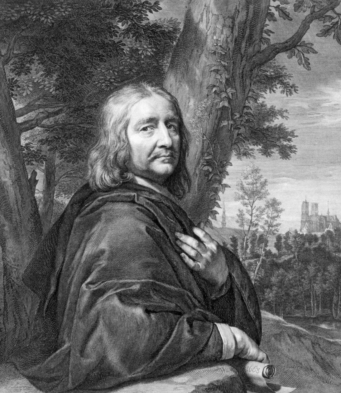 Self Portrait, Engraved by Gerard Edelinck by Philippe de Champaigne