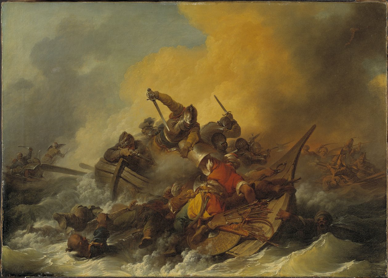 Battle at Sea between Soldiers and Oriental Pirates by Philippe Jacques de Loutherbourg