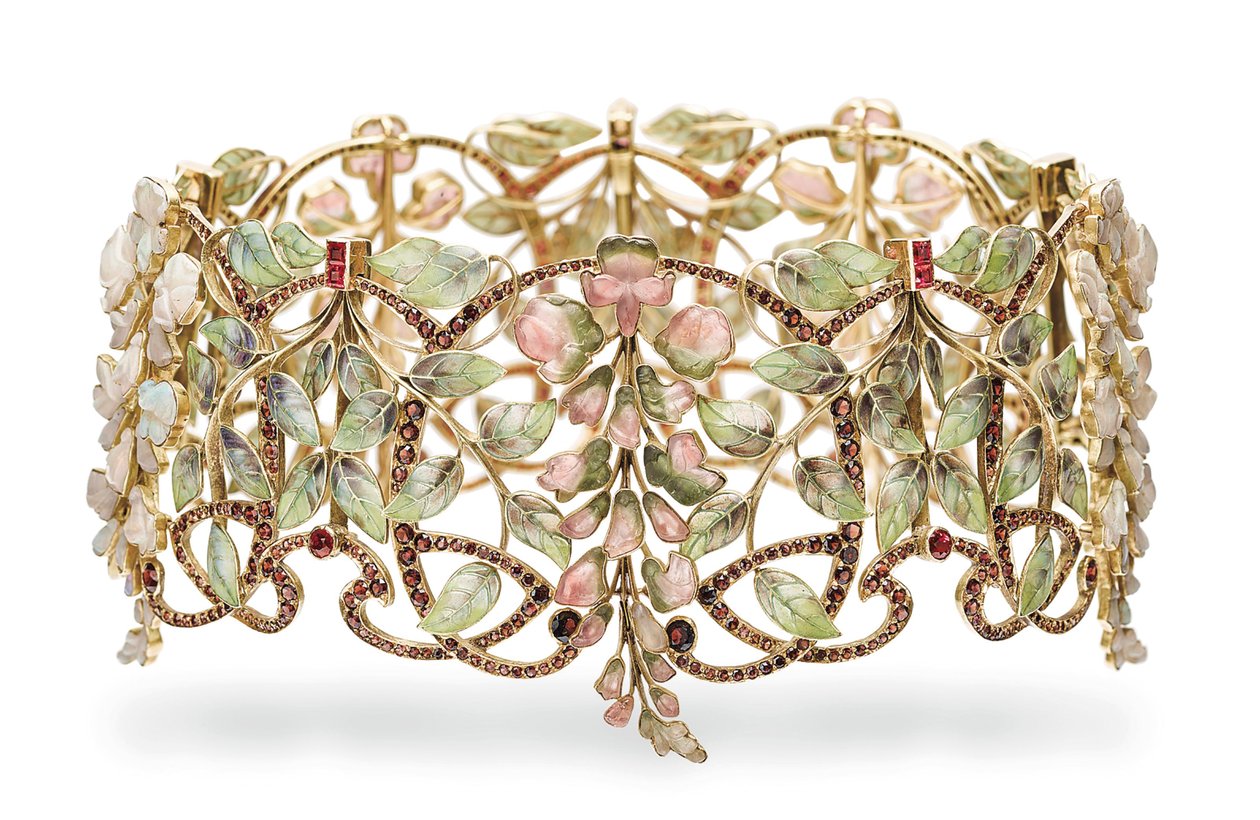 Art Nouveau multi-gem and enamel 