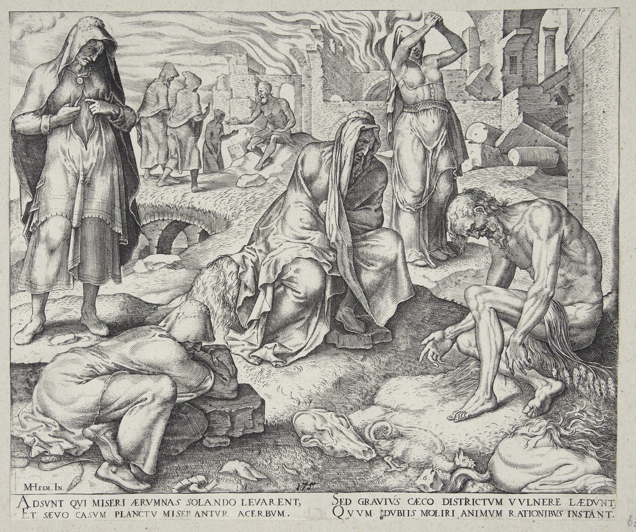 Job sitting on the dunghill by Philips Galle