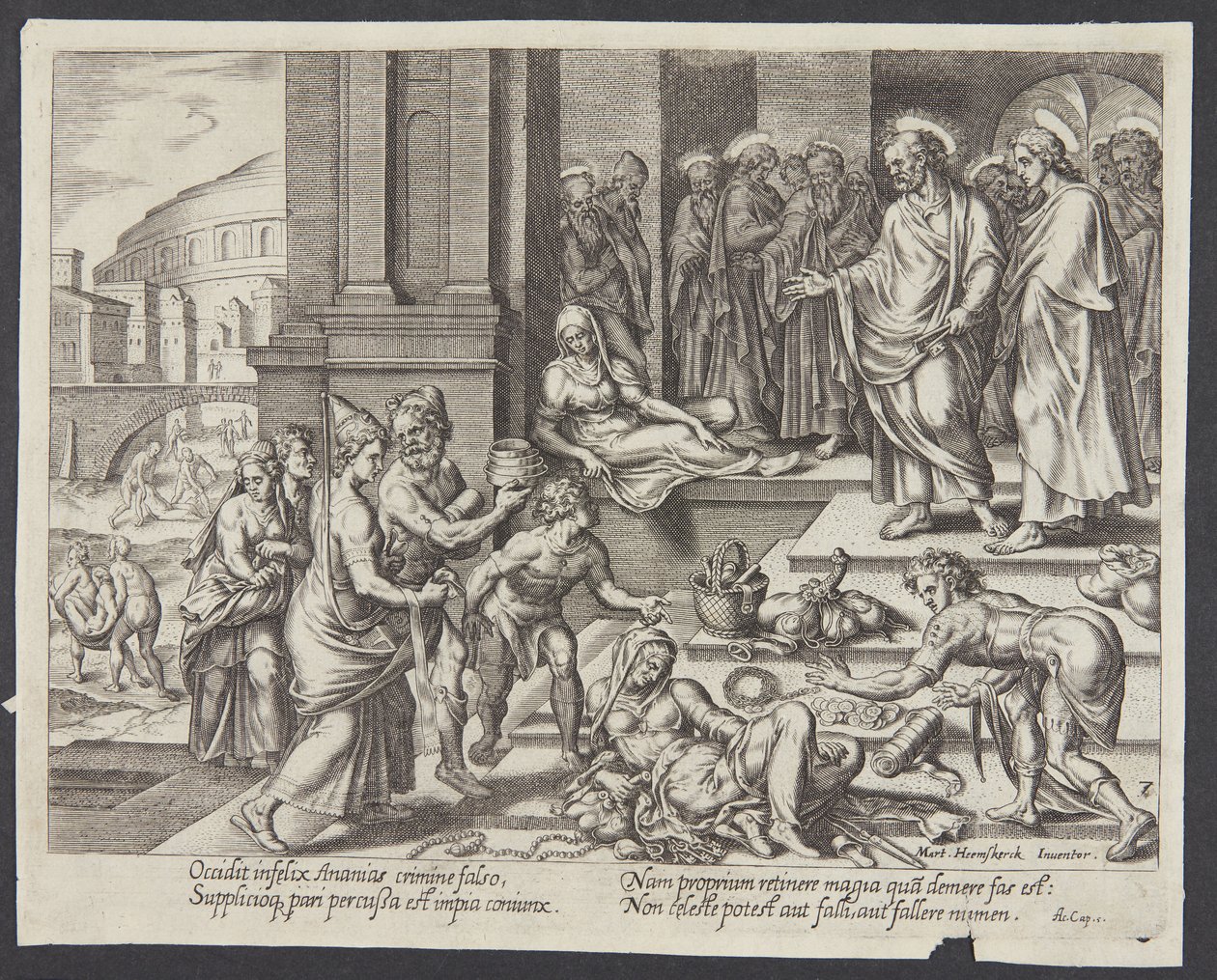 The Death of Sapphira by Philips Galle