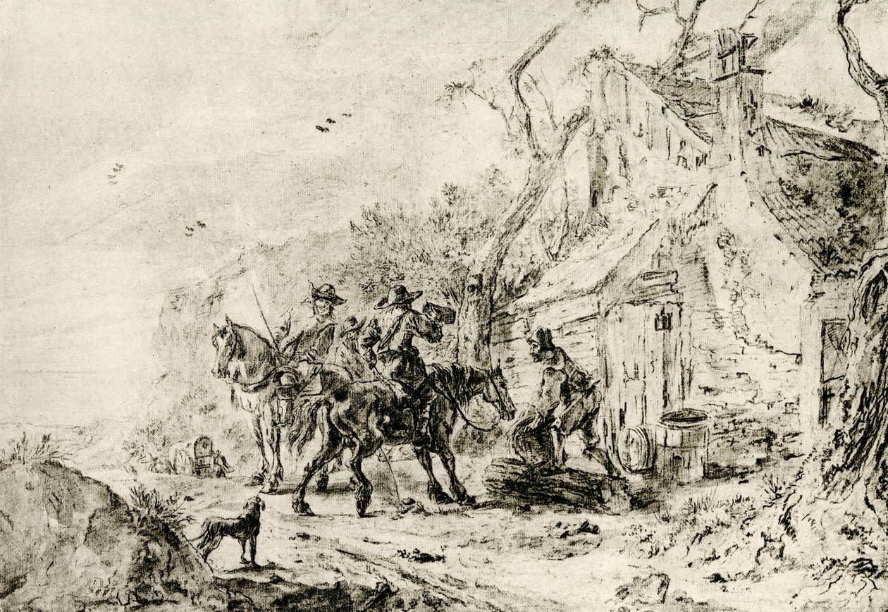 Stop at the Tavern by Philips Wouwerman