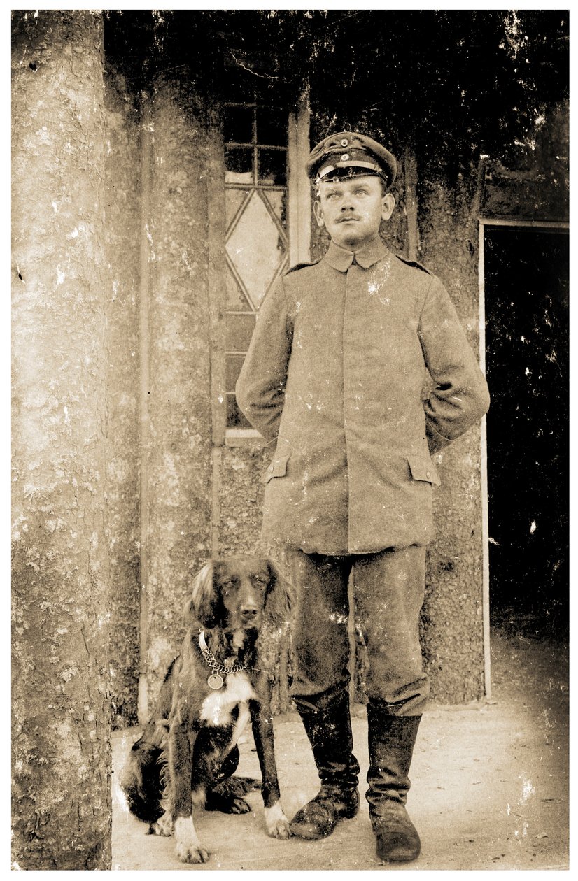 German Army Feldwebel (Sergeant) with a dog by Photographer German