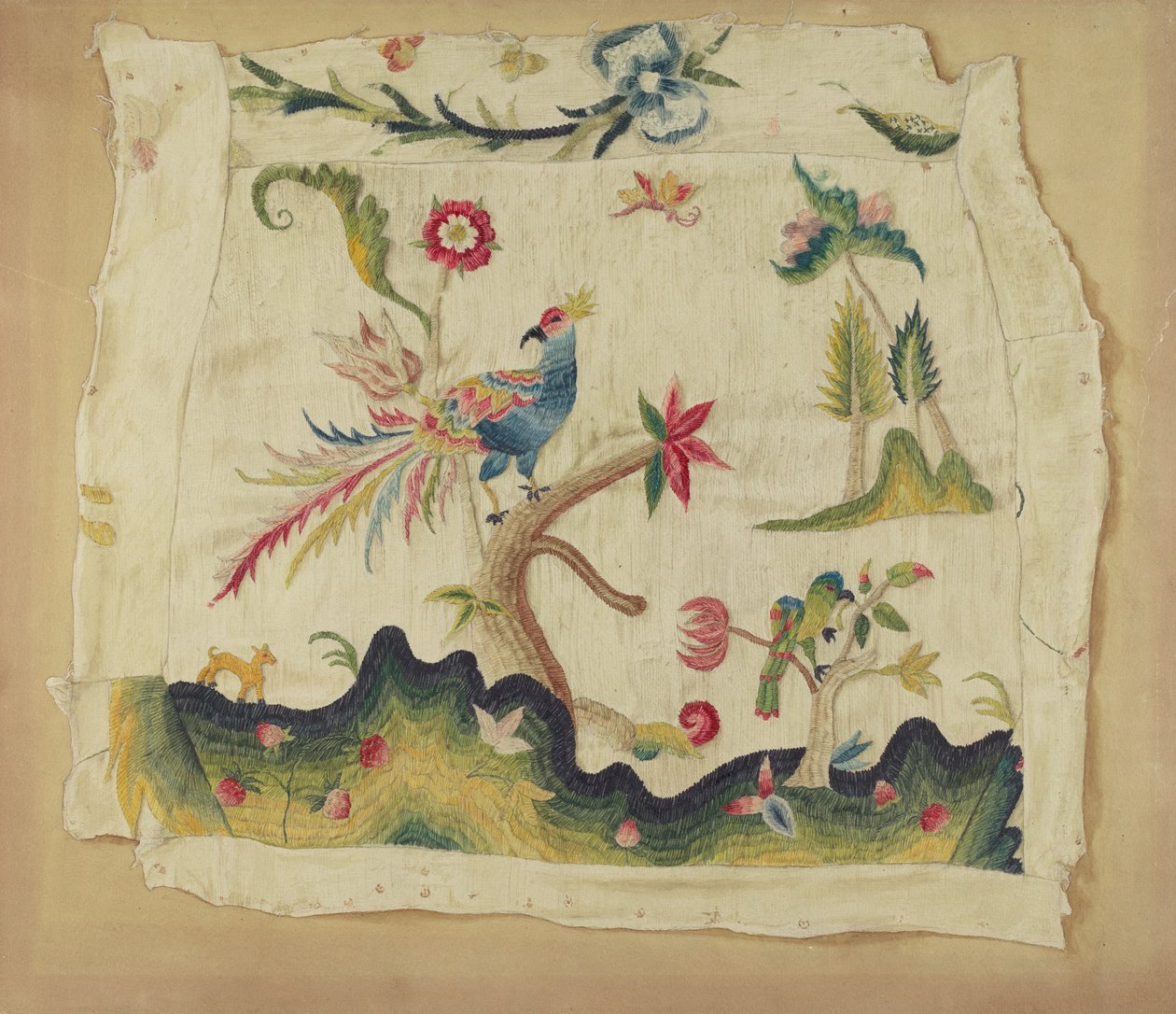 Crewel Embroidered Chair Seat by Phyllis Dorr