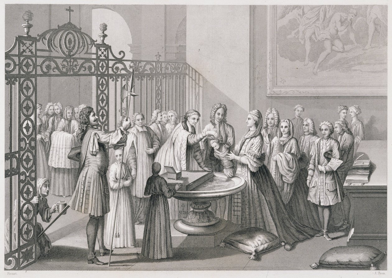 Baptism according to the Church of Rome, engraved by A. Thorn, from 
