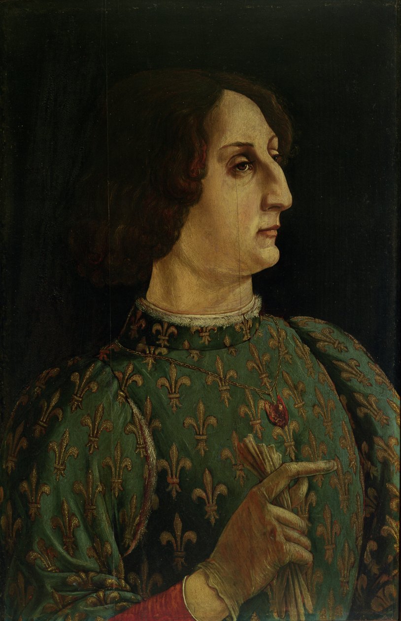 Portrait of Galeazzo Mario Sforza (1444-76) (detail) by Piero del Pollaiolo