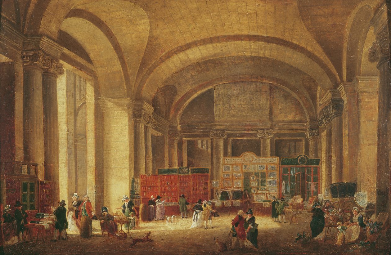 Print Sellers at the Entrance to Louvre by Pierre Antoine Demachy