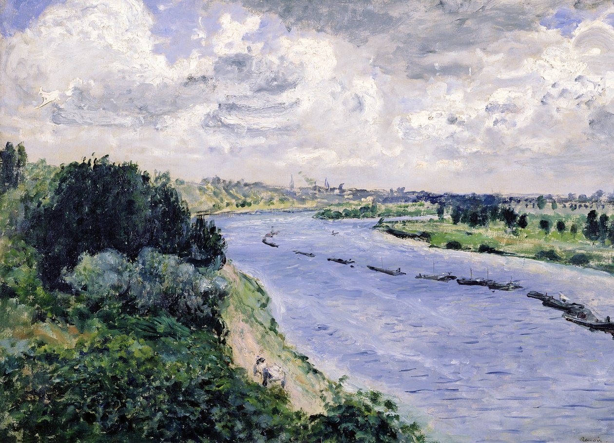 Barges on the Seine by Pierre Auguste Renoir