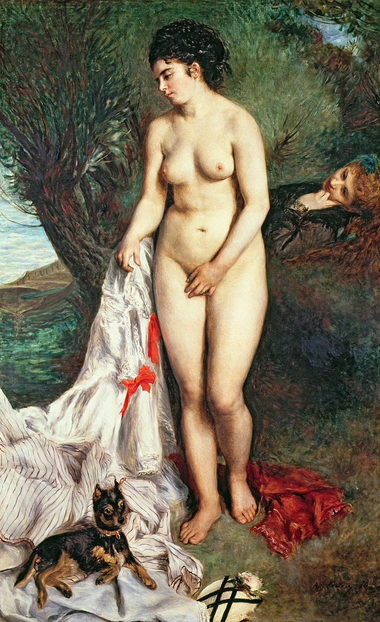 Bather with a Griffon Dog by Pierre Auguste Renoir