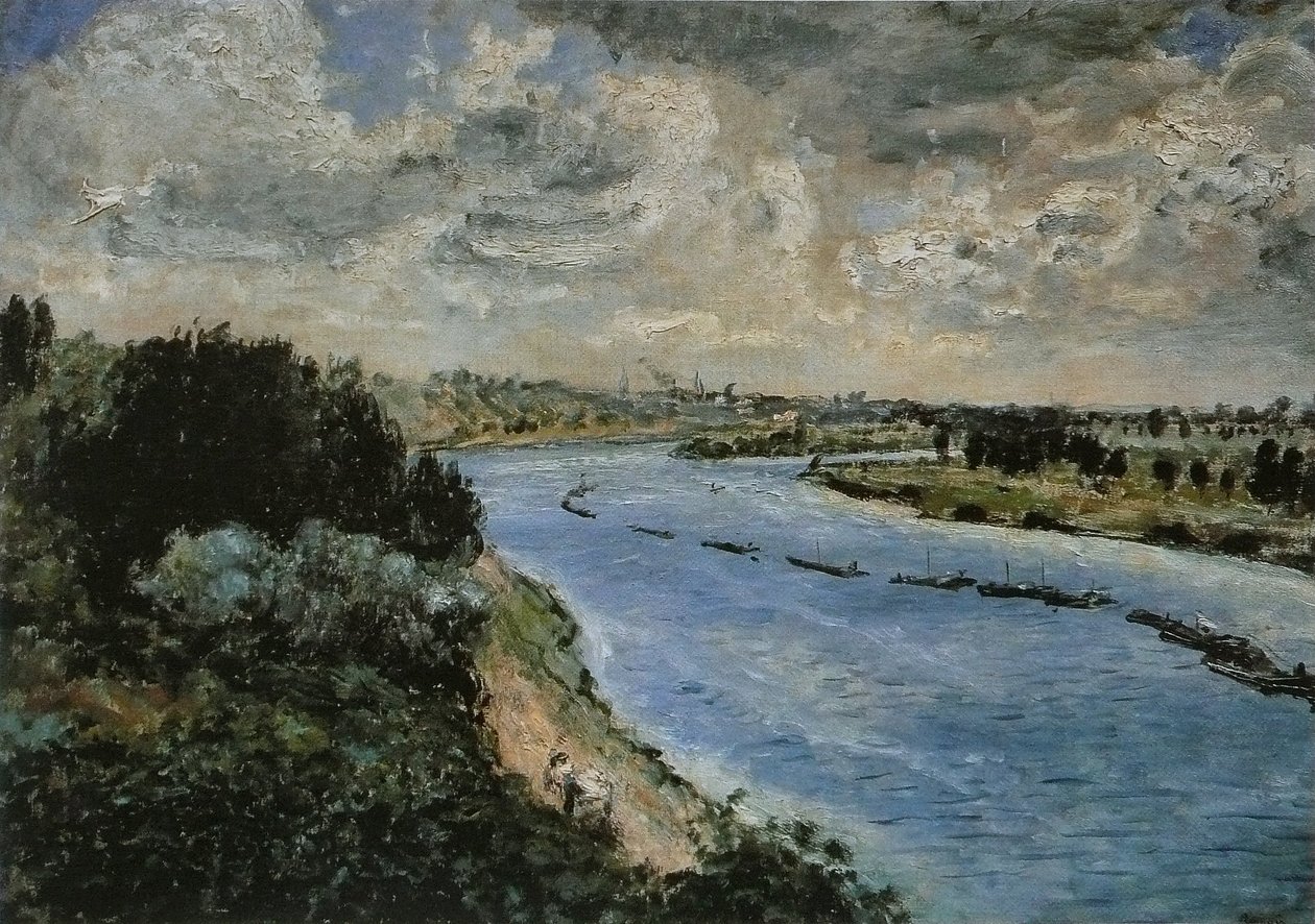Barges on the Seine by Pierre Auguste Renoir