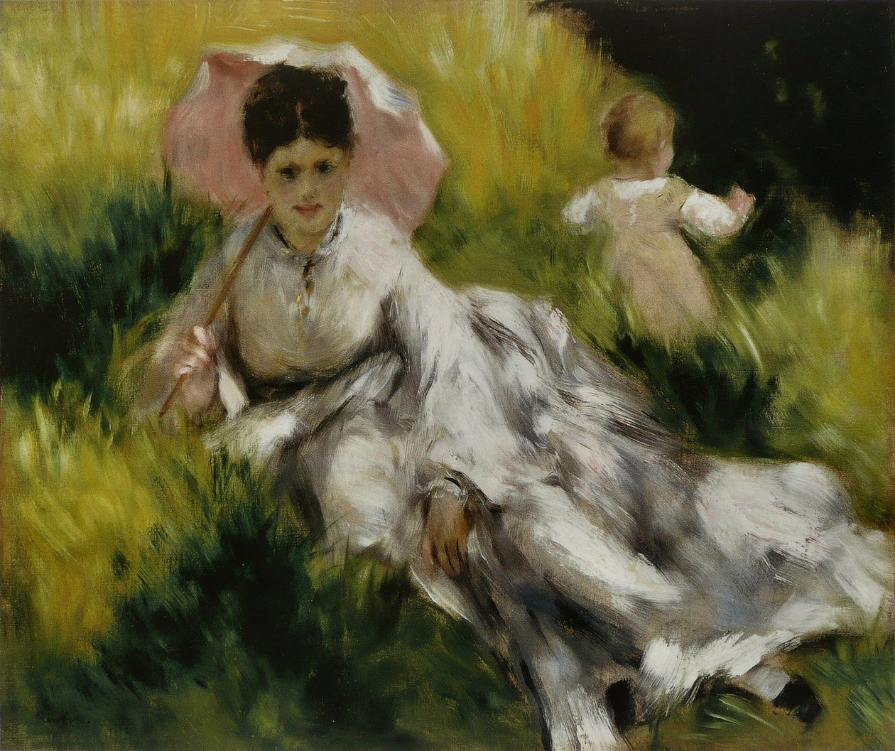 Woman with Umbrella and Child by Pierre Auguste Renoir