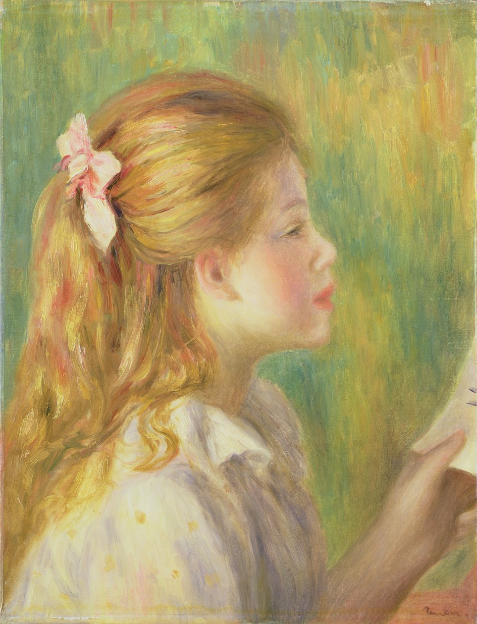 Girl in Profile Reading by Pierre Auguste Renoir