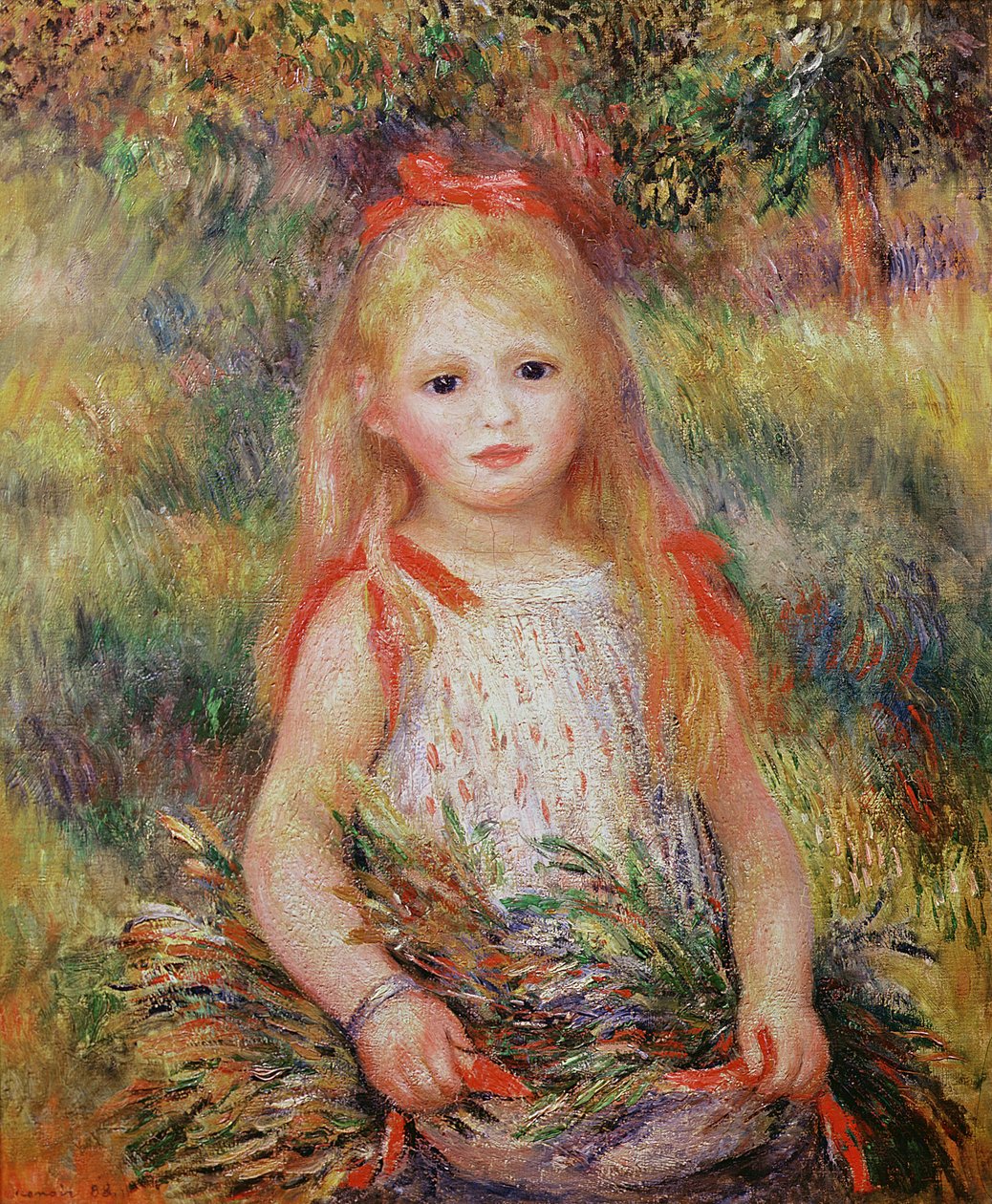 Little Girl Carrying Flowers, or The Little Gleaner by Pierre Auguste Renoir