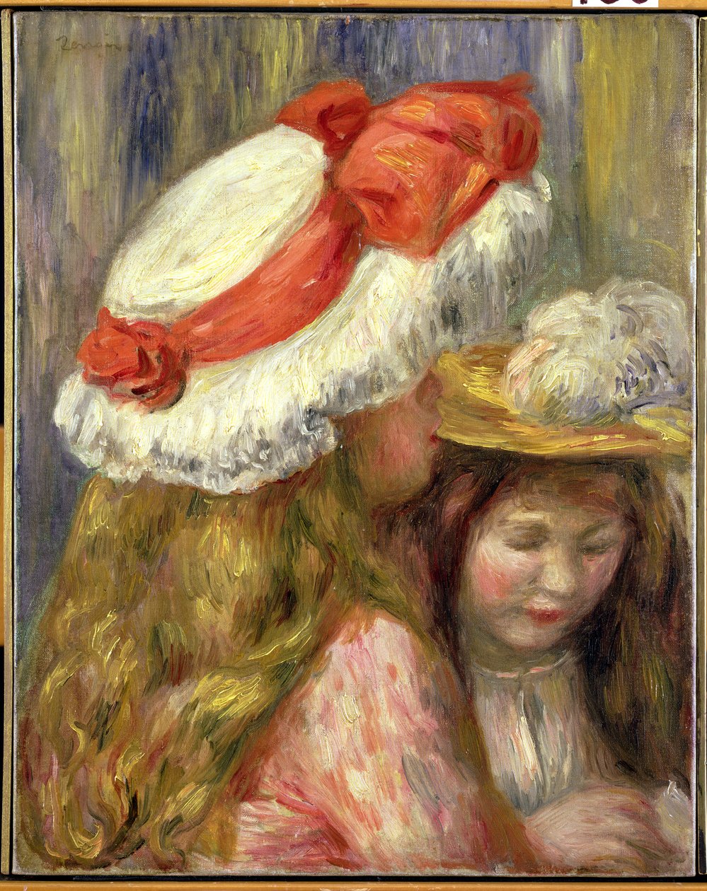 Two Girls with Hats, c.1890 by Pierre Auguste Renoir