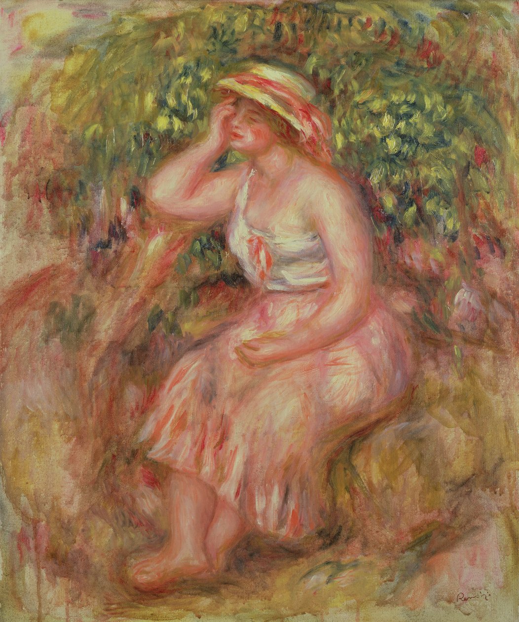 Woman Resting near a Tree, 1915-17 by Pierre Auguste Renoir