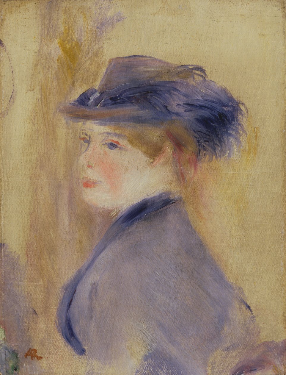 Woman in Blue with a Plumed Hat by Pierre Auguste Renoir