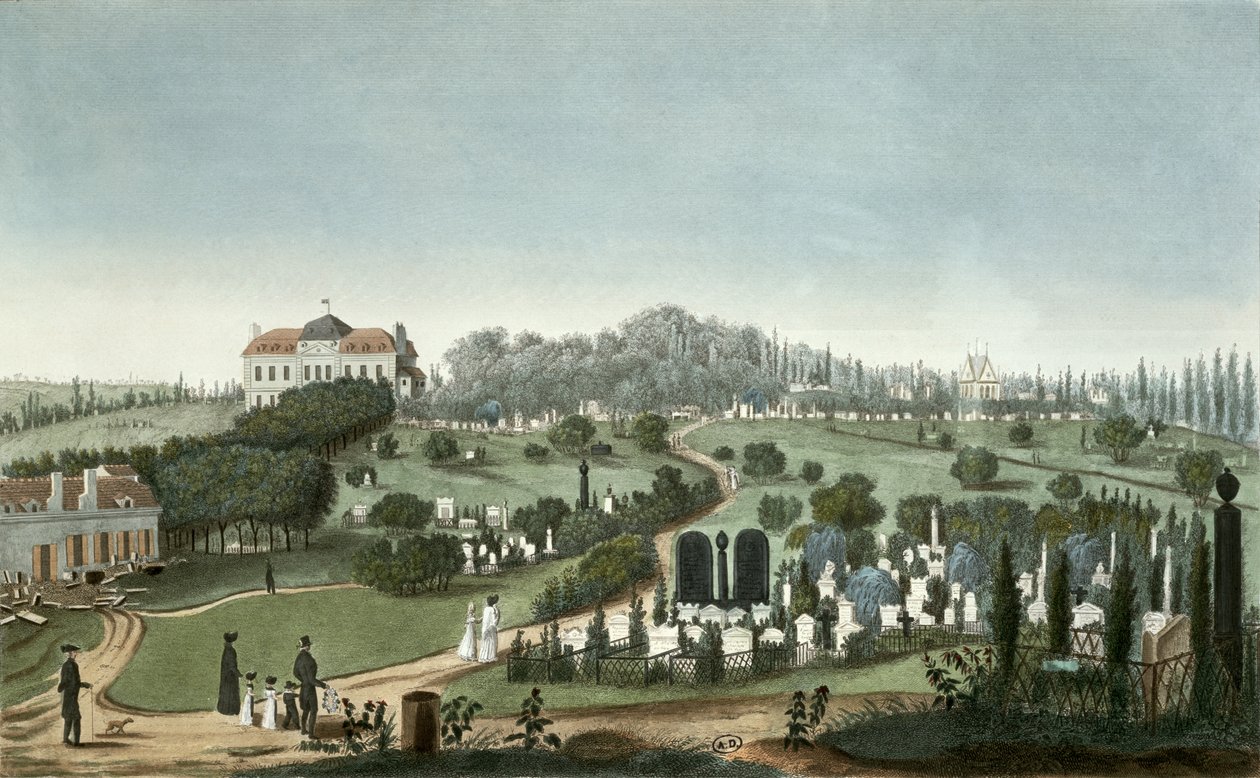 View of Pere Lachaise Cemetery from the Entrance, 1815 by Pierre Courvoisier