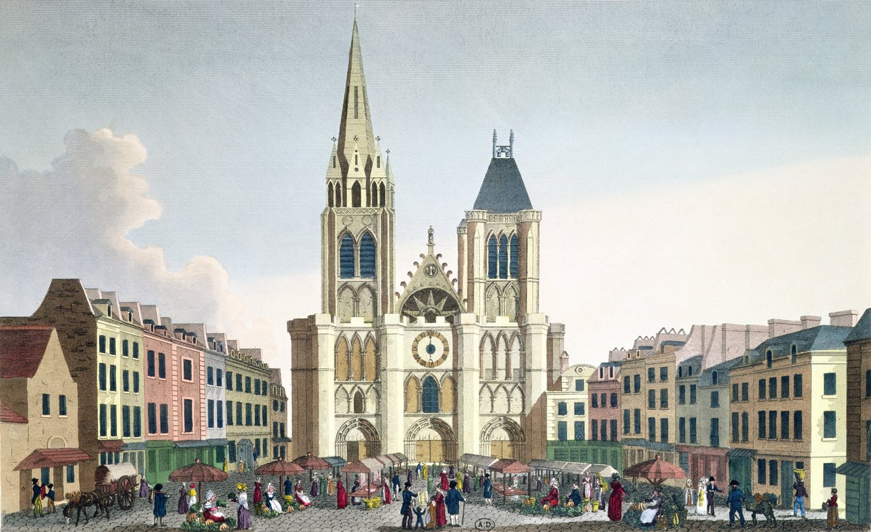 View of the Facade of the Church of Saint-Denis near Paris, c.1820 by Pierre Courvoisier