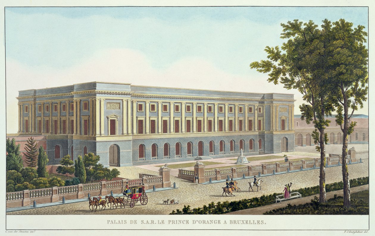 Palace of the Prince of Orange, Brussels, from Choix des Monuments, Edifices et Maisons les plus remarquables du Royaume des Pays-Bas by Pierre Jacques after Goetghebuer