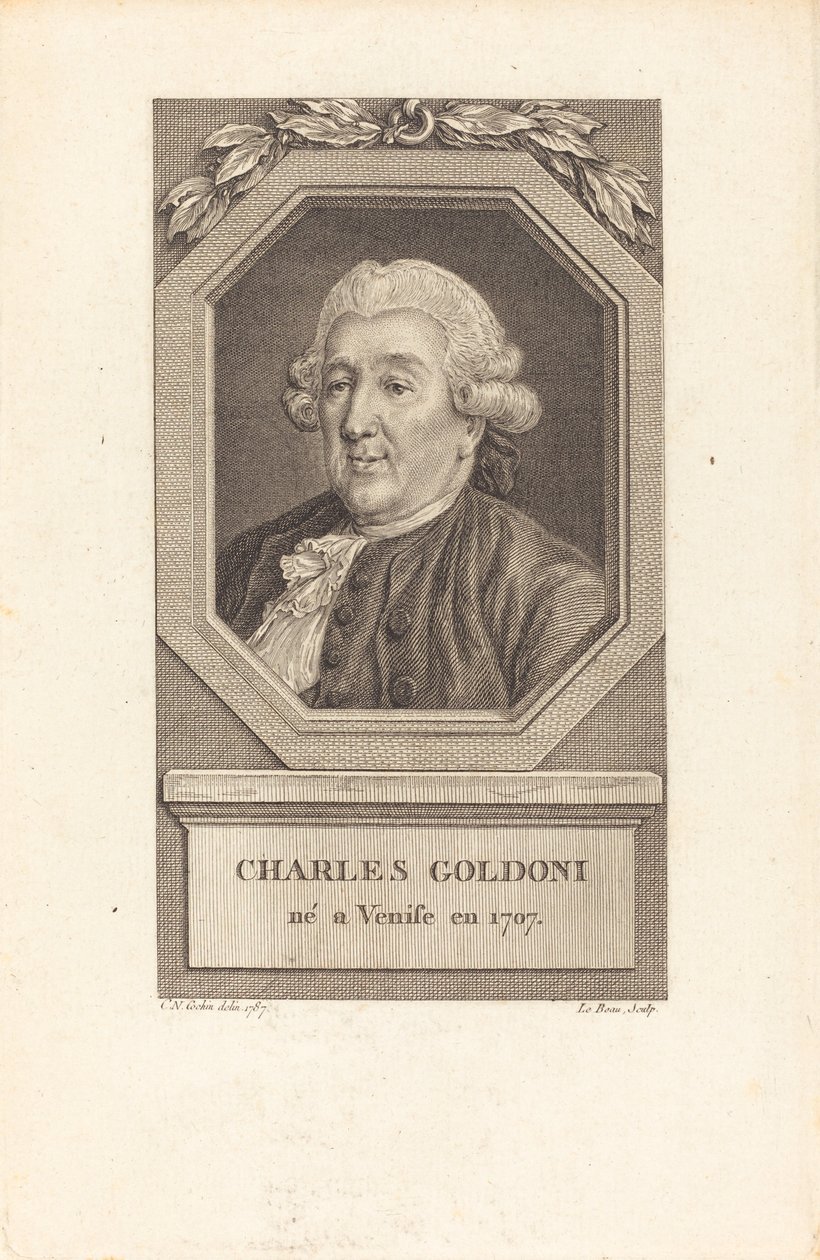 Charles Goldoni by Pierre Adrien Le Beau after Charles Nicolas Cochin II