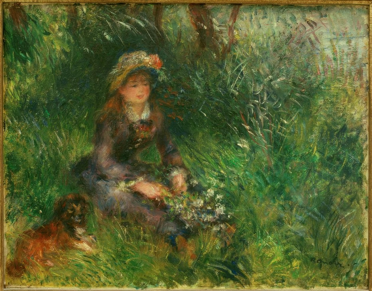 Aline Charigot with Dog by Pierre Auguste Renoir