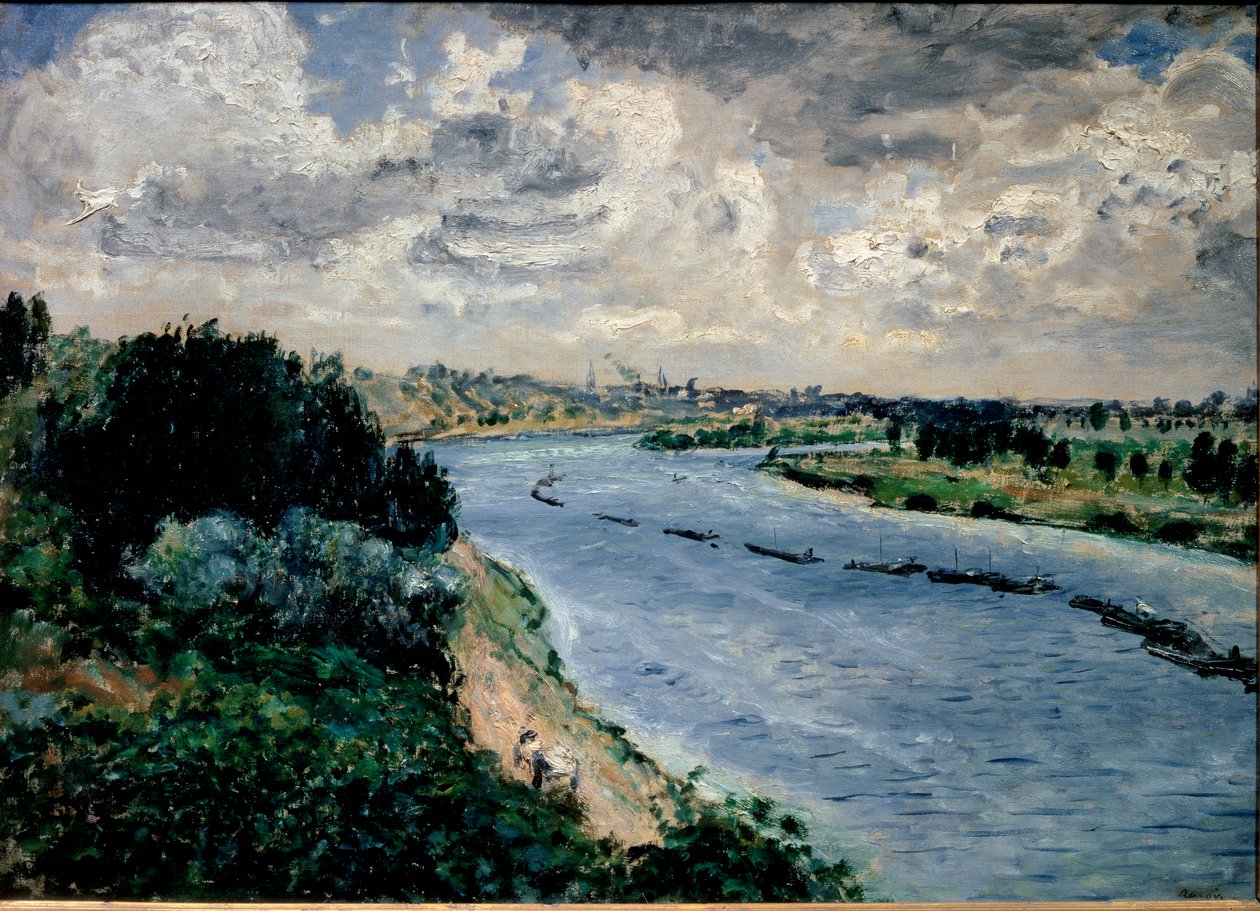 Barges on the Seine by Pierre Auguste Renoir